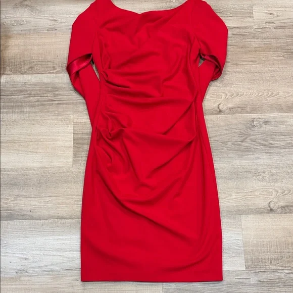 Betsy & Adam Elegant Red Cape Dress, Size 10 - Picture 6 of 9
